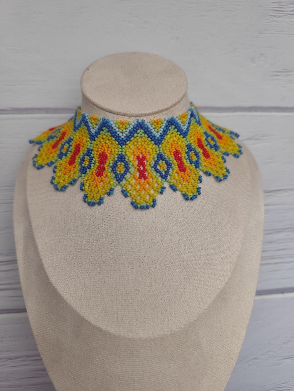 Handmade Yellow Beaded  Necklace